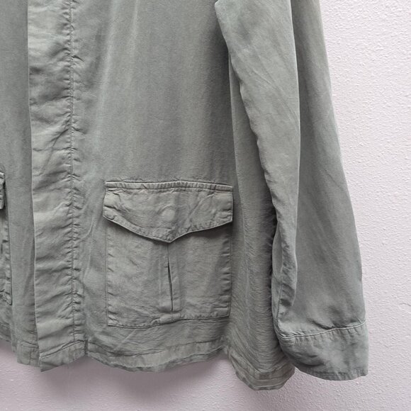 Love 8 Shirt Womens Extra Large Green Lyocell Utility Button Front Pockets - Picture 4 of 12